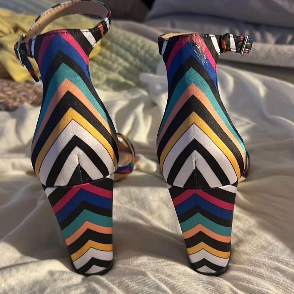 🥳Host Pick!!🥳 INC Elegant Satin Chevron Striped Women's Kivah Heels, NWOB, 9